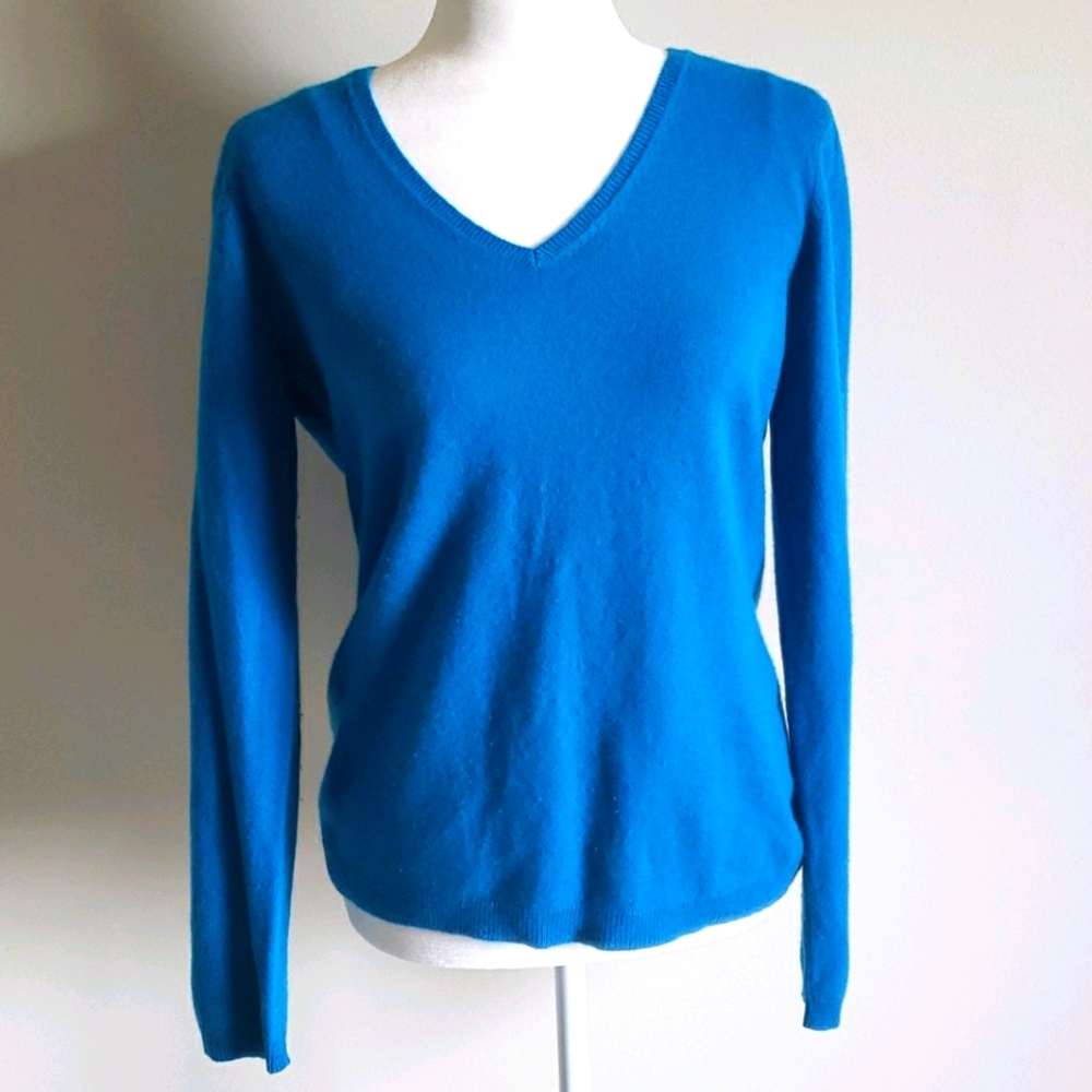 Blue Sofie 100% Cashmere V neck sweater
